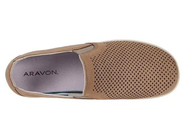 Aravon Women's Lia SlipOn Sneaker - Size: 11, Taupe Leather