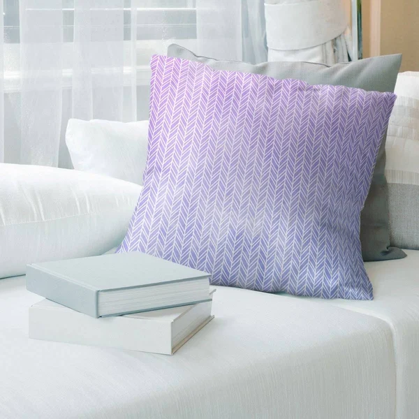 Porch & den Agaard Herringbone Pattern Throw Pillow - 26 x 26 - Blue & Purple - Linen