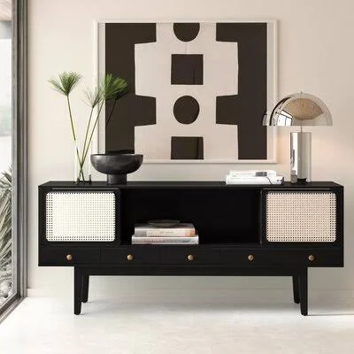 AllModern Dwight TV Stand for TVs Up to 70x22 Color: Black/Natural