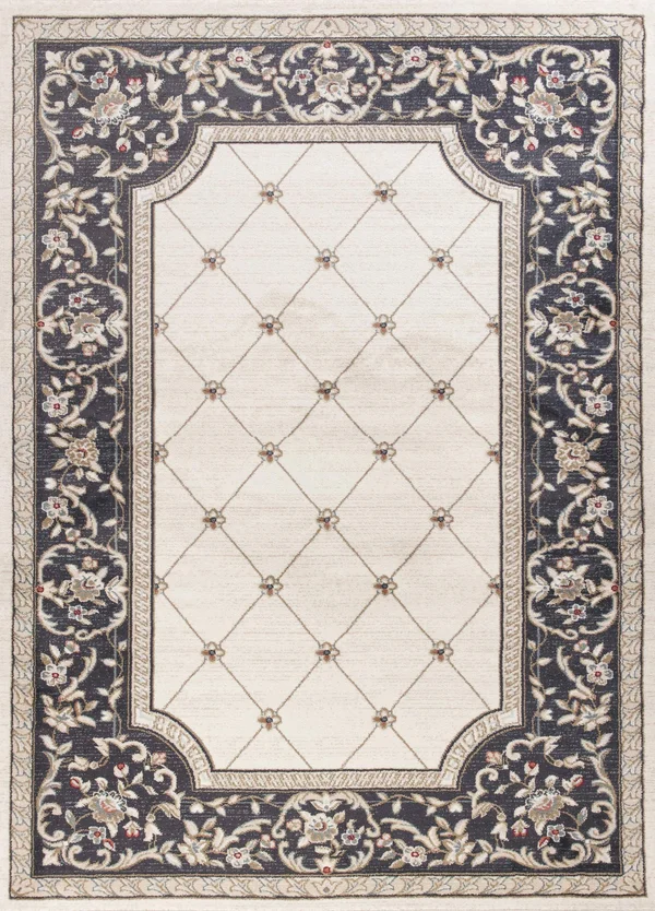 5&3x22 x 7&7x22 Polypropylene Ivory/Grey Area Rug (354049)