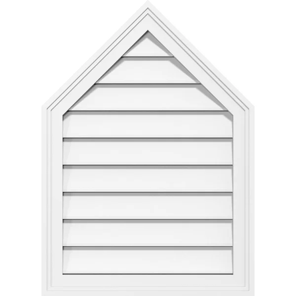 Ekena Millwork GVPPE18X2402SF-13 18x22W x 24x22H Peaked Top Surface Mount PVC Gable Vent 13/12 Pitch: Functional, w/ 2x22W x 1-1