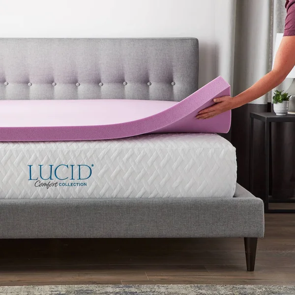 Lucid Comfort Collection 3x22 Lavender Memory Foam Topper - Queen