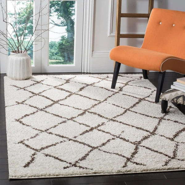 Safavieh Berber Shag BER162C Cream - Light Grey Rug 5&1x22 x 5&1x22 Round