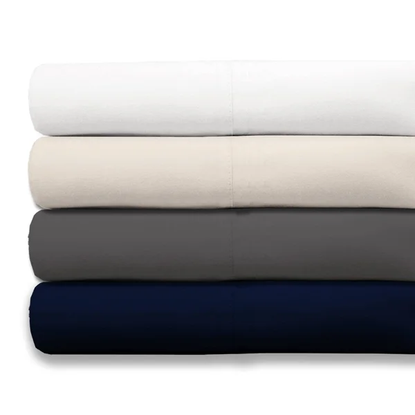 Purity Home Percale Weave Deep Pocket Organic Cotton Sheet Set Queen Navy