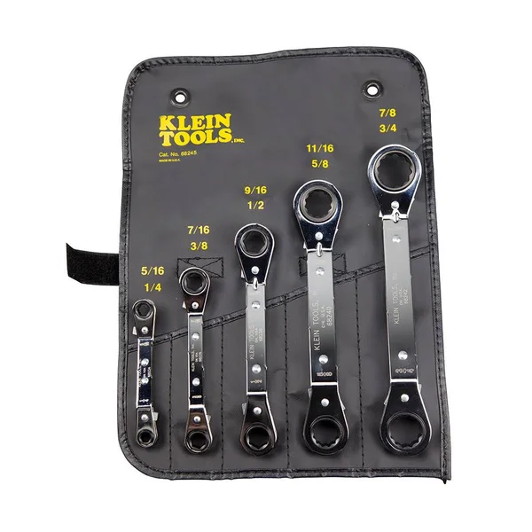 Klein Tools 68221 5 Piece Ratcheting Box Wrench Set