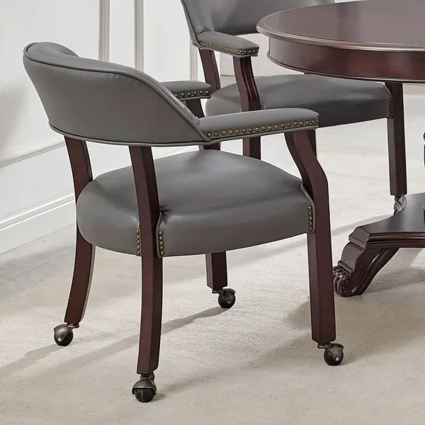 Steve Silver Tournament Gray Arm Chair with Casters