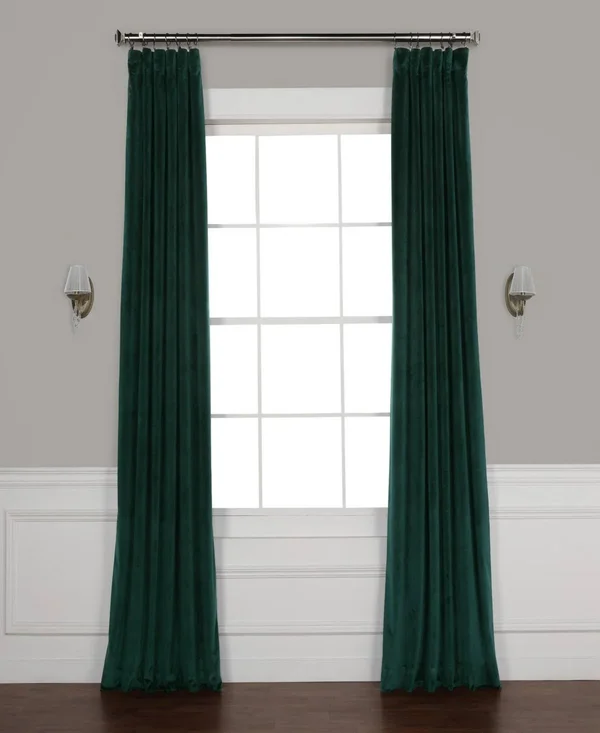 Exclusive Fabrics Heritage Plush Velvet Sing Curtain Panel - 50 x 84 - Forestry Green