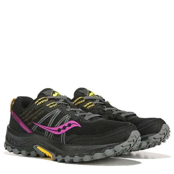 Saucony Women's Excursion 14 Plush Medium/Wide Trail Running Shoes (Black/Purple/Yellow) - Size 10.0 M