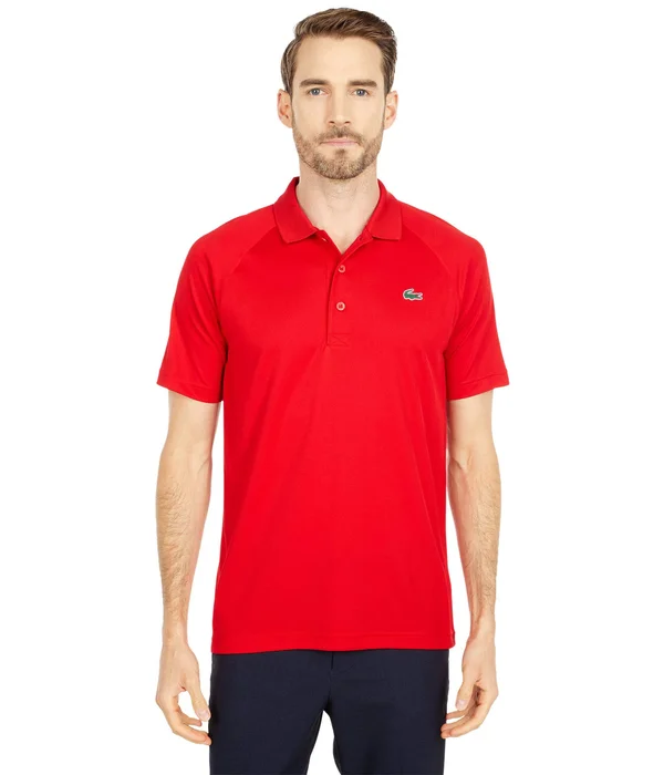 Lacoste Men's Sport Technical Pique Tennis Polo, Red, S