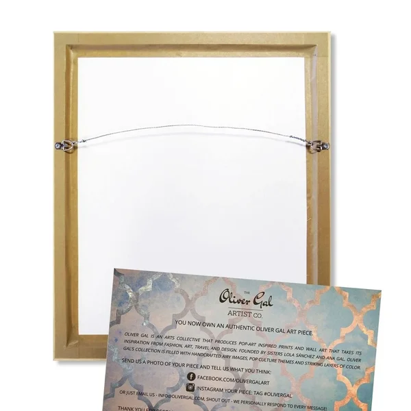 Oliver Gal Abstract Wall Art Framed Canvas Prints &Dreaming About You Geode& Crystals - Blue - Bronze (24 x 16 - White)