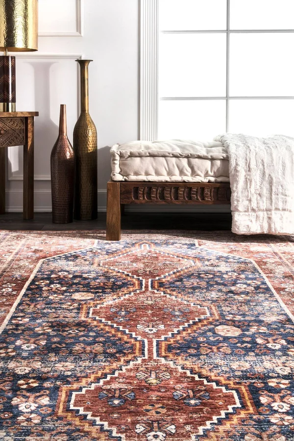 nuLOOM Rust Vintage Border Medallion Area Rug - 2& 6x22 x 8& Runner