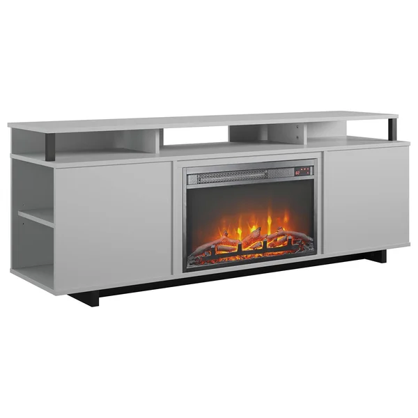 Ameriwood Home Paisley Electric Fireplace TV Stand in Dove Grey