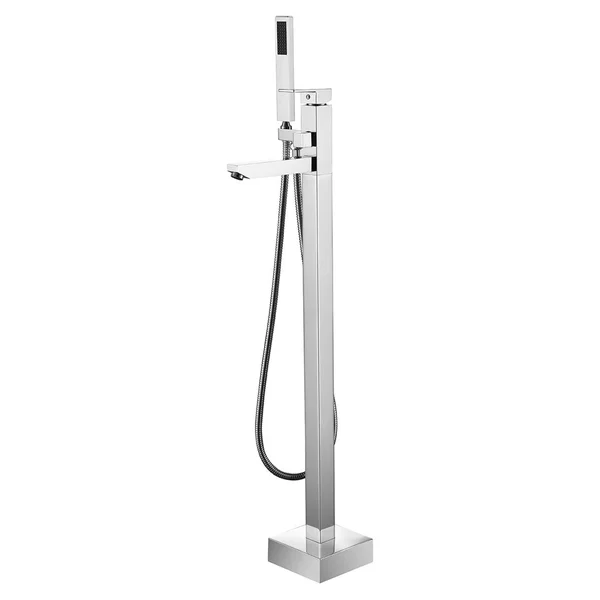 EISEN Home SevenFalls Single Handle Floor Mounted Freestanding Tub Filler with Handshower - Size: Chrome Finish