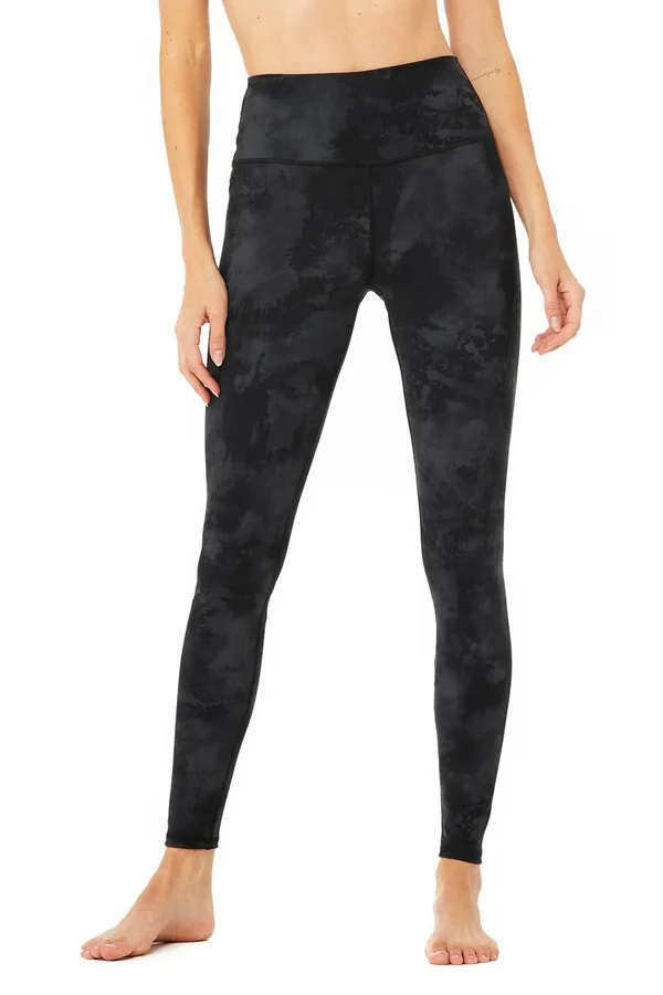 High-Waist Solarized Tie-Dye Legging - Black