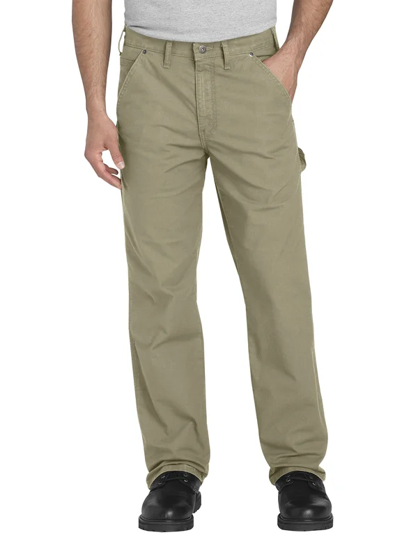 Dickies Men's Flex Regular Fit Straight Leg Tough Max Ripstop Carpenter Pants, Rinsed Desert Sand