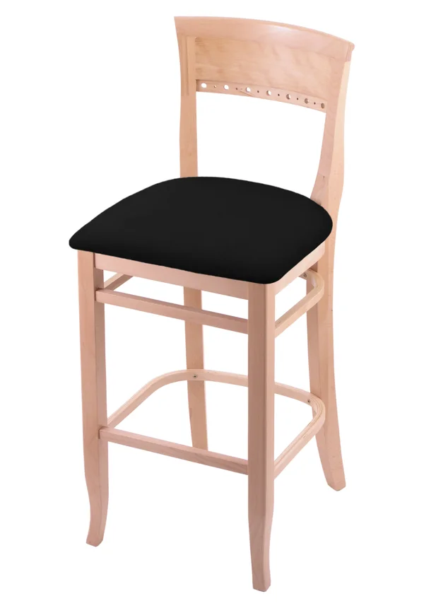 Holland Bar Stool 3160 30x22 Stool with Natural Finish - Black Vinyl Seat