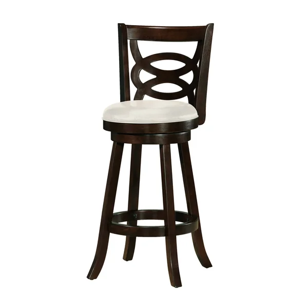CorLiving Copper Grove Vis Wood Barstools with White Leatherette SEATS (Set of 2) - Brown
