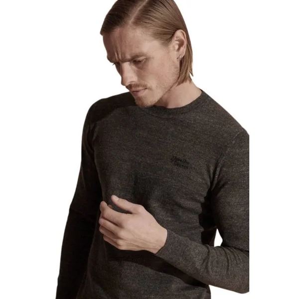 Superdry Crew Neck Orange Label Knit Jumper Grey