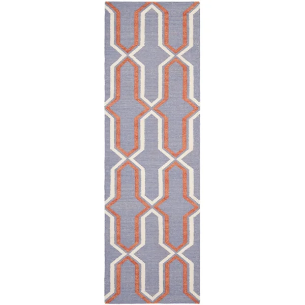 Safavieh 5' x 8' Dhurries DHU559B Light Blue, Dark Blue Rug