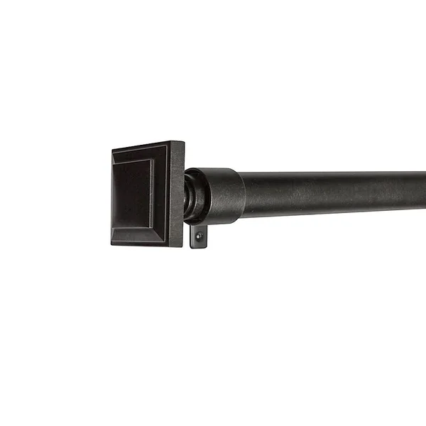 Easy Install Maytex Premium Smart 48 to 120x22 Adjustable Single Curtain Rod Set in Aged Iron