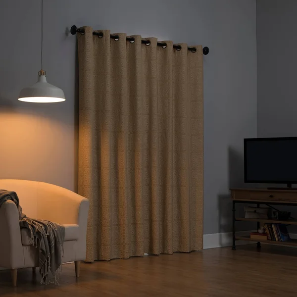 Sun Zero Evie Medallion Jacquard Theater Grade Extreme 100% Blackout Grommet-Top Curtain PANEL, Orange