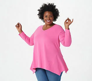 Isaac Mizrahi Live! Seamed Knit Top - Size 2X, Favorite Pink
