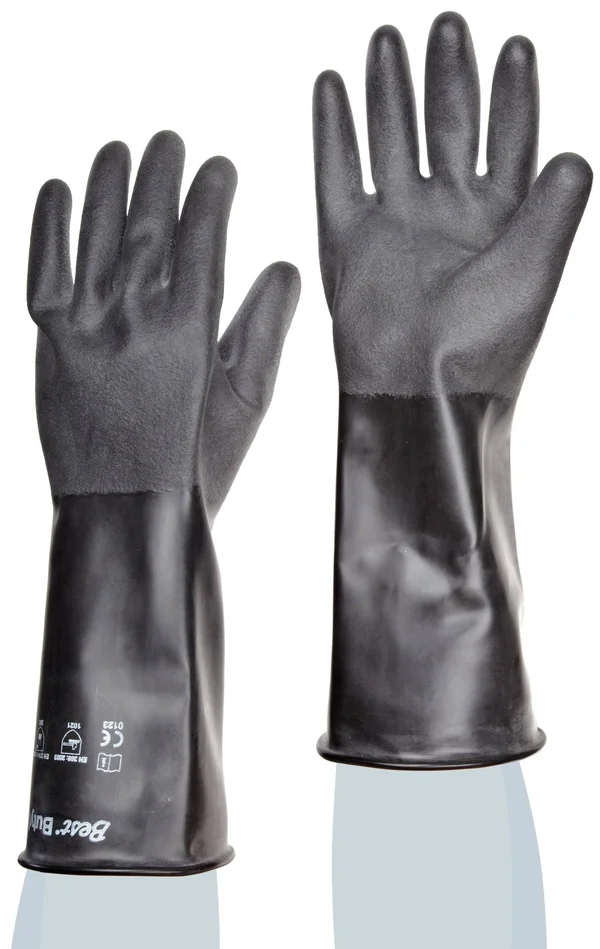 Showa 878R Unlined Butyl Glove, Rough Grip, Rolled Cuff, Chemical Resistant, 25 Mils Thick, 14x22 Length, Small (Pack of 1 Pair)
