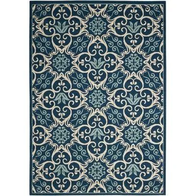 Fishback Floral Navy Blue Area Rug Rug Size: Rectangle 5&3x22 x 7&5x22