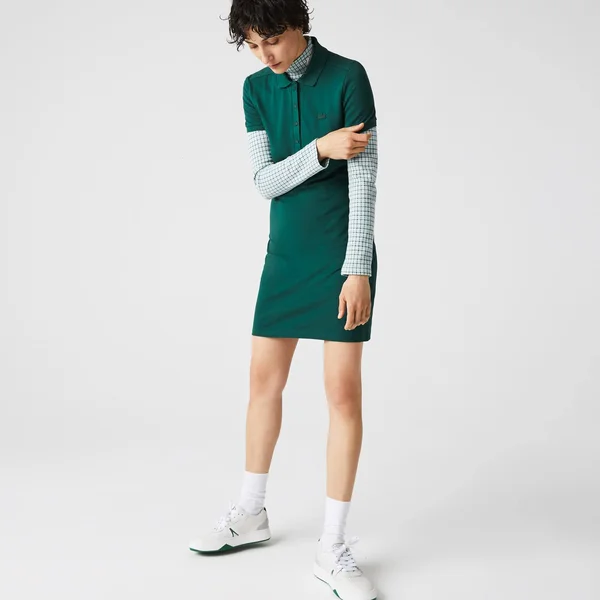 Lacoste Women's Short Sleeve Slim Fit Stretch Pique Polo Dress - Swing, 2