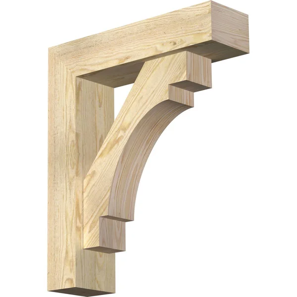 Ekena Millwork BKT0604X22X26MRC05RDF 6x22W x 22x22D x 26x22H Merced Block Rough Sawn Bracket w/ Offset Brace - Douglas Fir