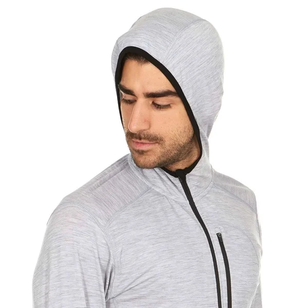 Minus33 Merino Wool Clothing Woolverino Men's Micro 1/4 Zip Hoodie Ash Gray, M