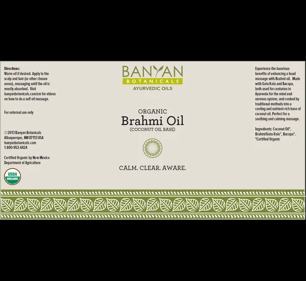 Banyan Botanicals Brahmi Oil Coconut Organic 30 fl oz