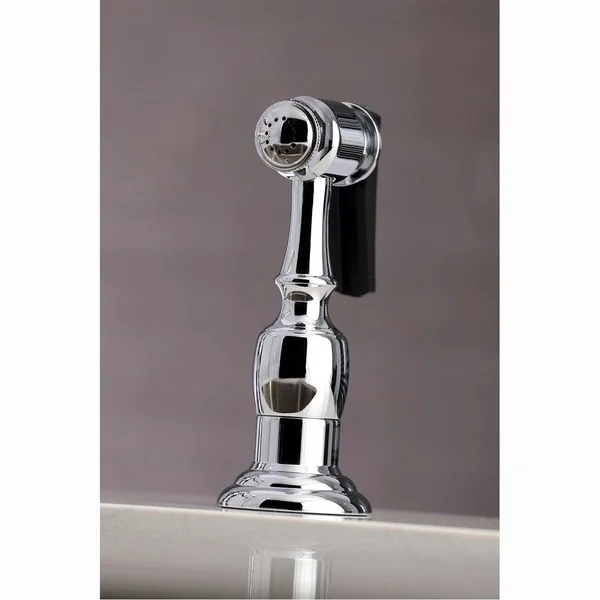 Kingston Brass KS7278PXBS English Country 8x22 Bridge Kitchen Faucet with Sprayer, Brushed Nickel
