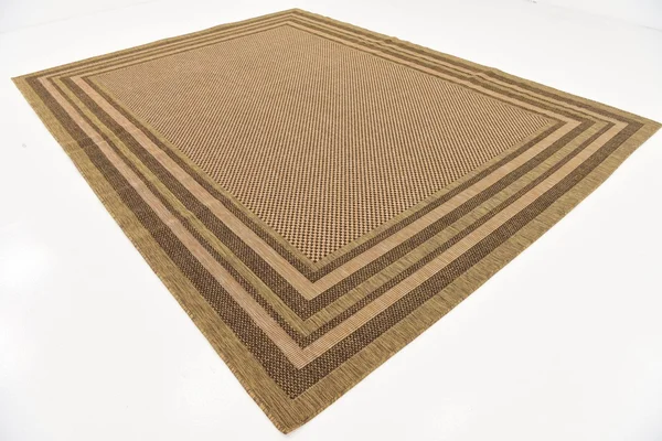 Unique Loom Multi Border Outdoor Area Rug - 9& x 12& Light Brown