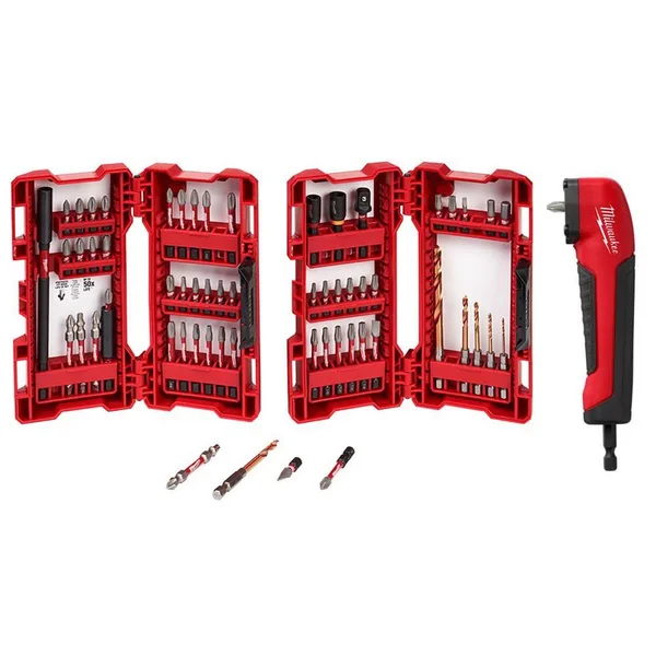Milwaukee Shockwave Impact Duty Alloy Steel Drill and Drive Bit Set (60-Piece) with Right Angle Drill Adapter