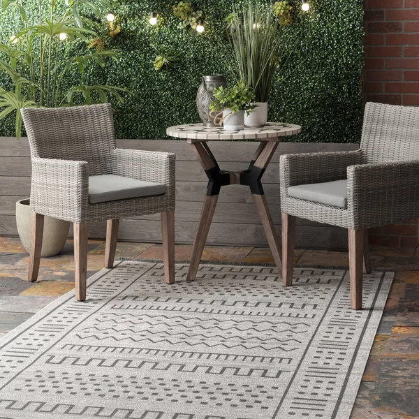 nuLOOM Rugs Outdoor Tribal Cora Light Gray 6& 7x22 x 9& Area Rug