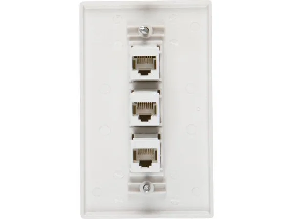 Buyer&s Point 3 Port Cat6 Wall PLATE - Female-Female with Single Gang Low Voltage Mounting Bracket Device Pack of 5 White 3 Port