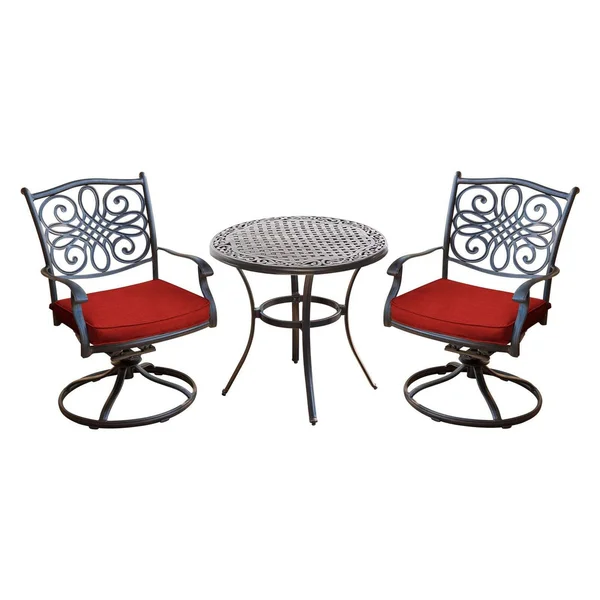 Hanover-TRADDN3PCSW-RED-Traditions - 32 inch 3 Piece Bistro Set with 2