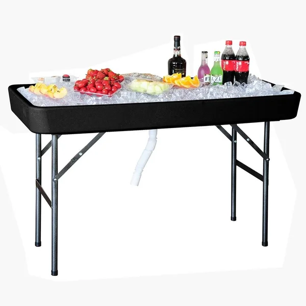 Modern Home 4-Inch Party Ice Bin Table with Skirt (Black) - 47.5" x 23.9" x 32.3"