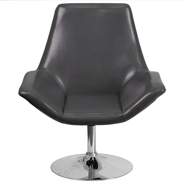 37.5x22 Gray Side Reception Chair with Round Base