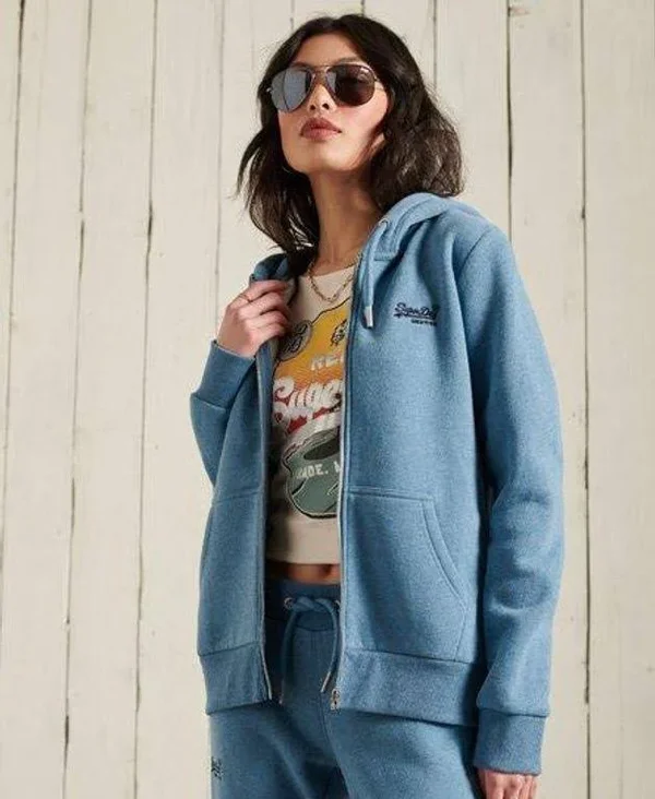 Superdry Orange Label Classic Zip Hoodie - Blue - Hoodies