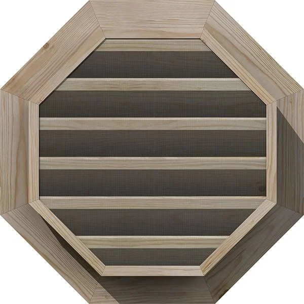 Ekena Millwork GVWOC20X2001SFUPI 20x22W x 20x22H Octagonal Gable Vent (25x22W x 25x22H Frame Size): Unfinished, Functional, Smoo