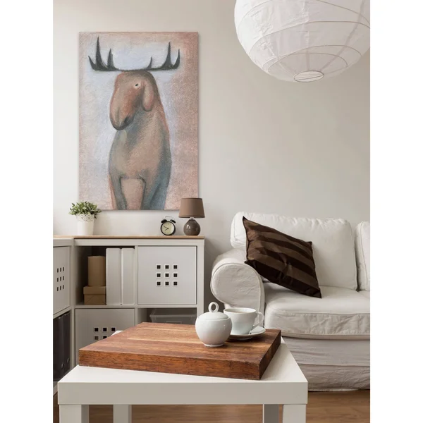 Marmont Hill 'Happy Moose' Painting Print on Wrapped Canvas - Brown