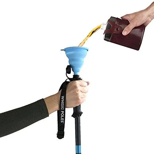 Whiski Poles Are High Performance Ski Pole Flasks Holding 16 oz + Free Collapsible Funnel + Stickers! - Matte Black, 120 cm, 48