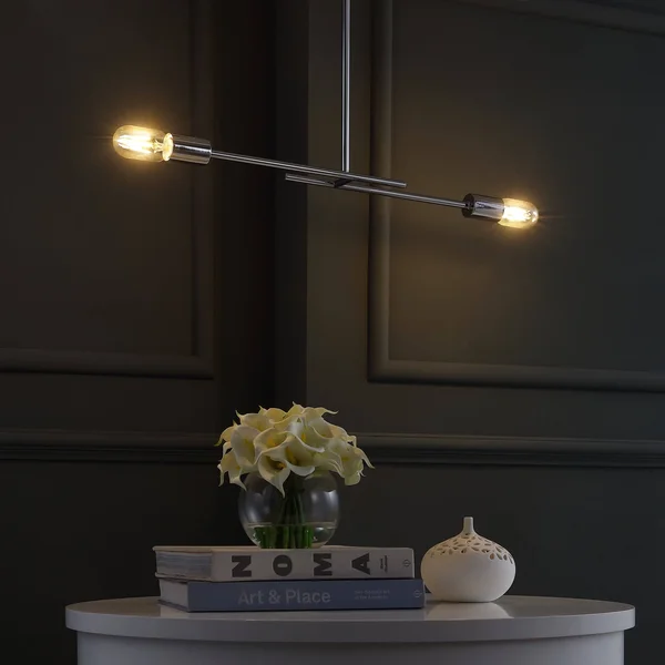 Jonathan Y Turing 30.5x22 Adjustable Metal LED Linear Pendant - Chrome
