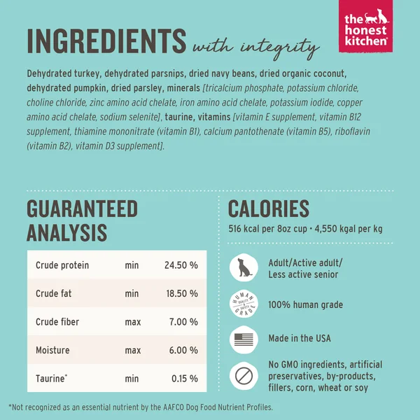 The Honest Kitchen Grain Free Limited Ingredient Turkey Recipe Dehydrated Dog Food - 10lb