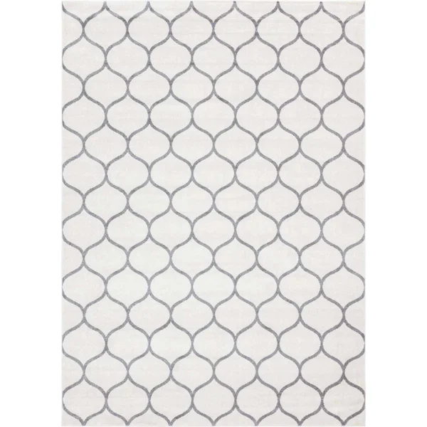 Unique Loom Rounded Trellis Frieze Rug, 10& x 14&, Ivory