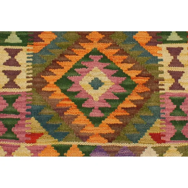 Geometric Kilim Linette Beige Rust Hand Woven Area Rugs