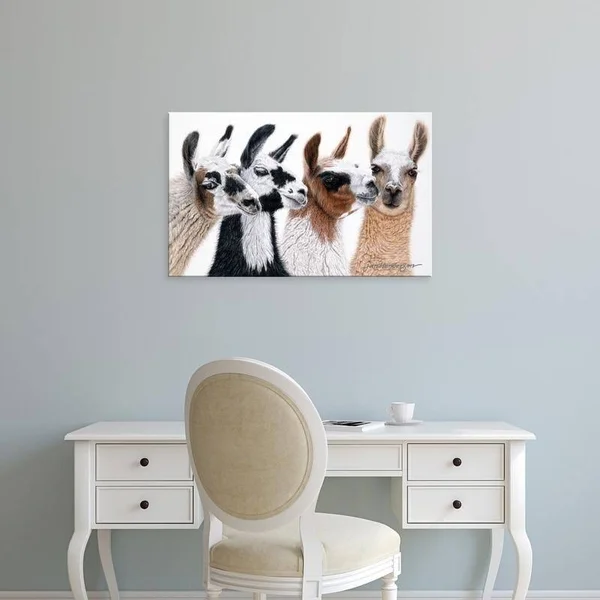 Easy Art Prints Jan Henderson's 'Peruvian Visitors' Premium Canvas Art - 25 x 40 - Classic Black Frame