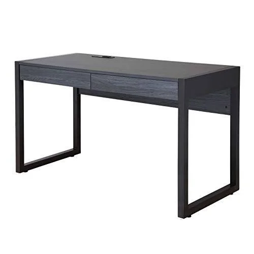M Major-Q 99400-4827JET Tone 52x22 W Computer Desk with Two Drawers, Power Outlet, USB Ports-Sturdy Wooden Study, Home Office Wr